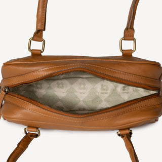 Pebbled Leather Bowler Bag - Camel