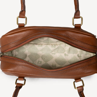 Pebbled Leather Bowler Bag - Vintage Brown