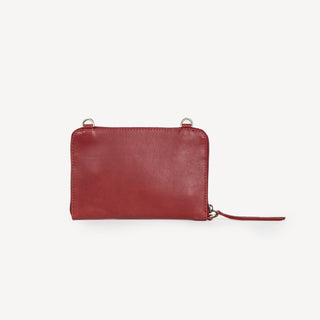 Pebbled Leather Crossbody Wallet - Cherry