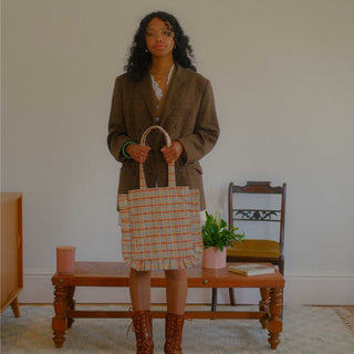 Momo Tote - Powder Plaid