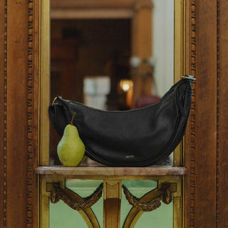 Pebbled Leather Moon Sling - Black
