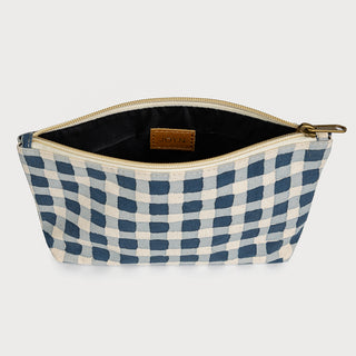 Small Waterproof Pouch - Indigo Gingham