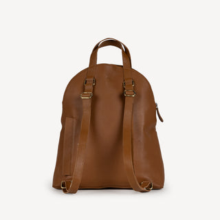 Pebbled Leather Halfmoon Backpack - Camel