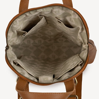 Pebbled Leather Halfmoon Backpack - Camel
