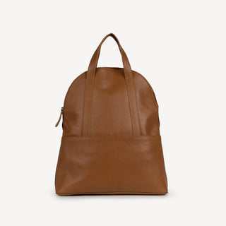Pebbled Leather Halfmoon Backpack - Camel